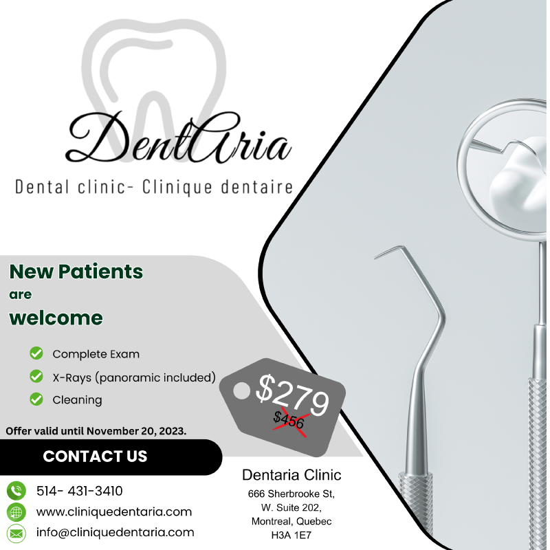 promotion DentAria Dental Clinic Clinique Dentaire services dentists