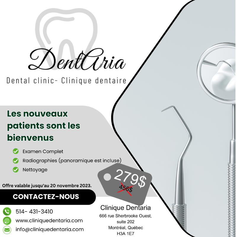 promotion DentAria Dental Clinic Clinique Dentaire services dentists
