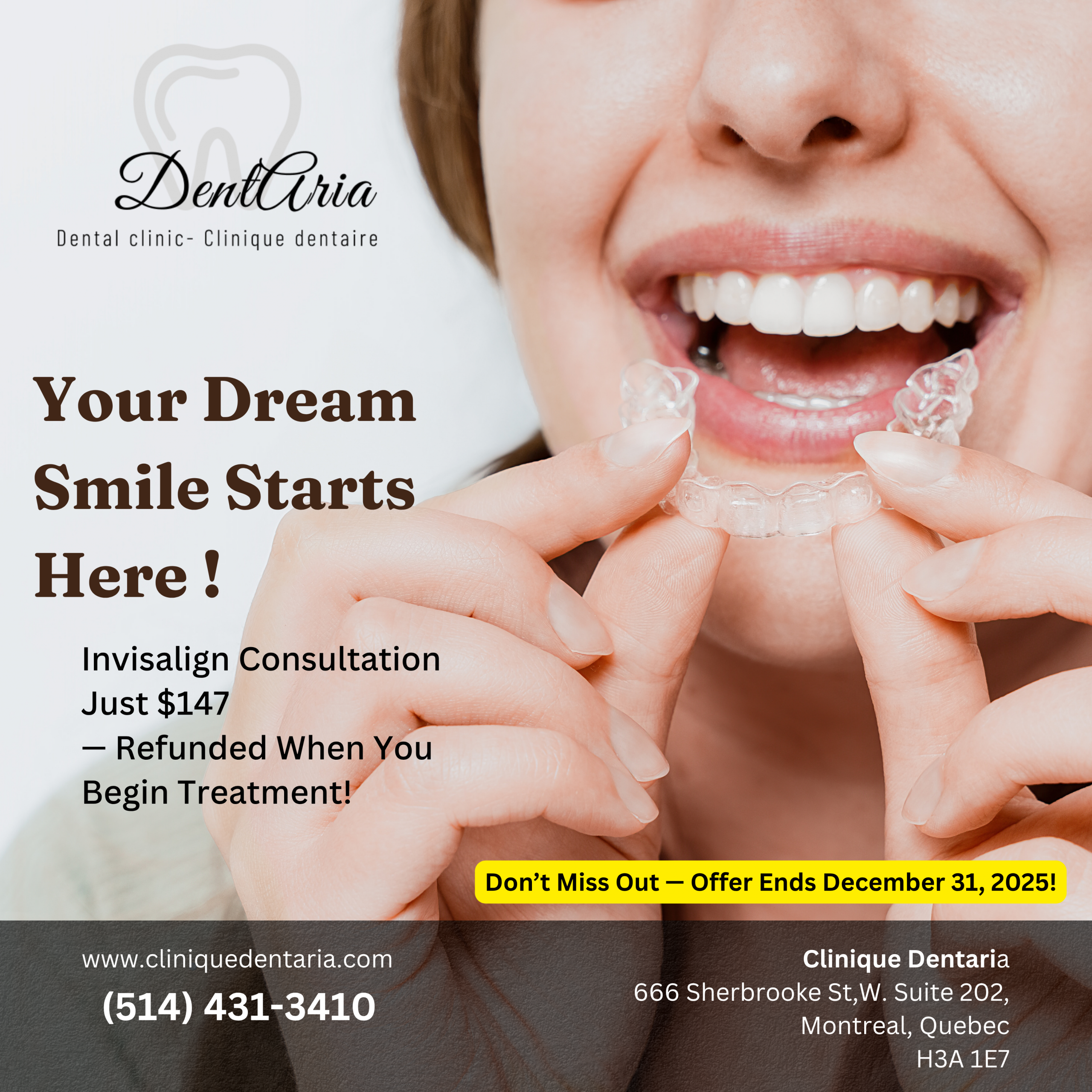 DentAria Dental Clinic in Montreal – Dentists, complete dental care, and oral health services.