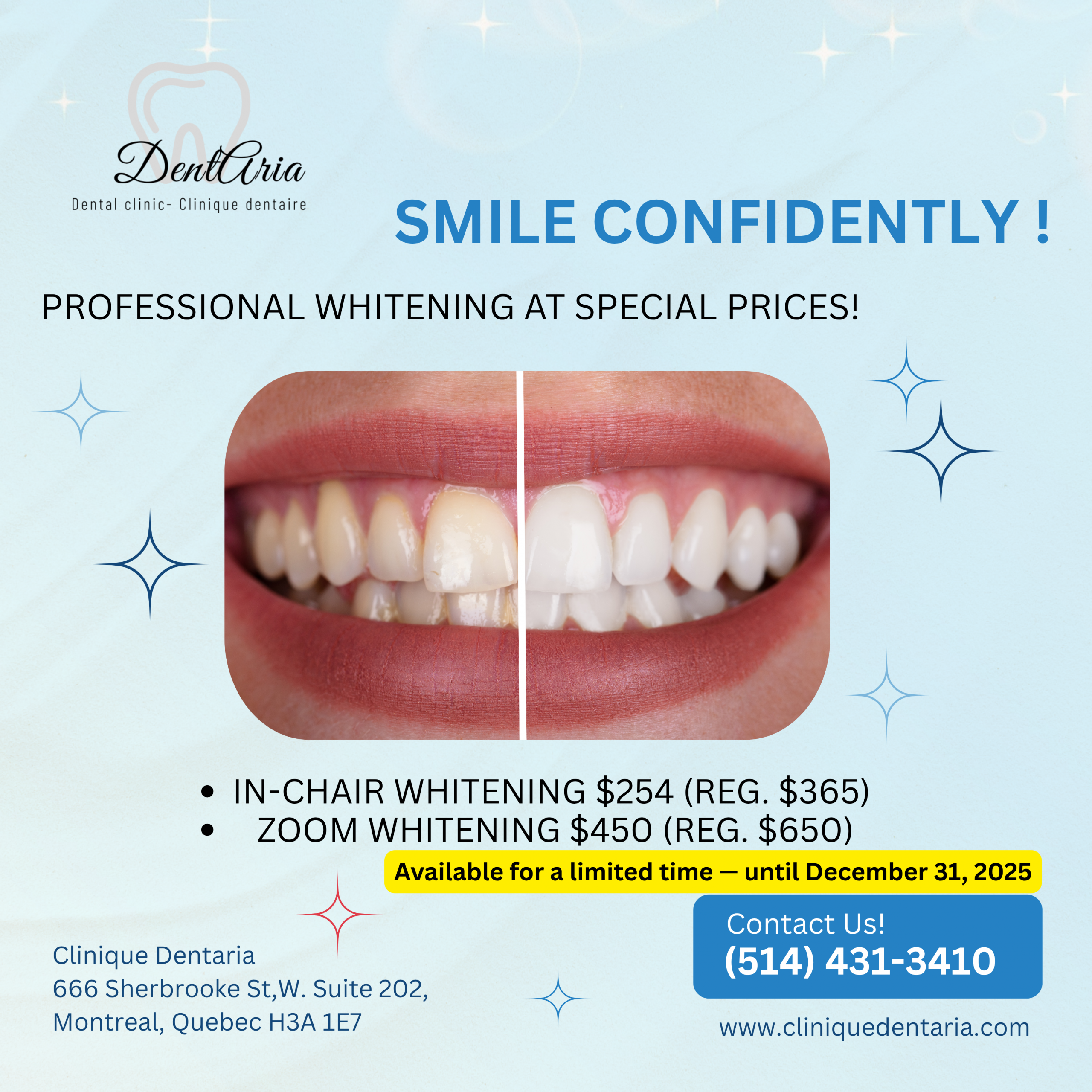 DentAria Dental Clinic in Montreal – Dentists, complete dental care, and oral health services.