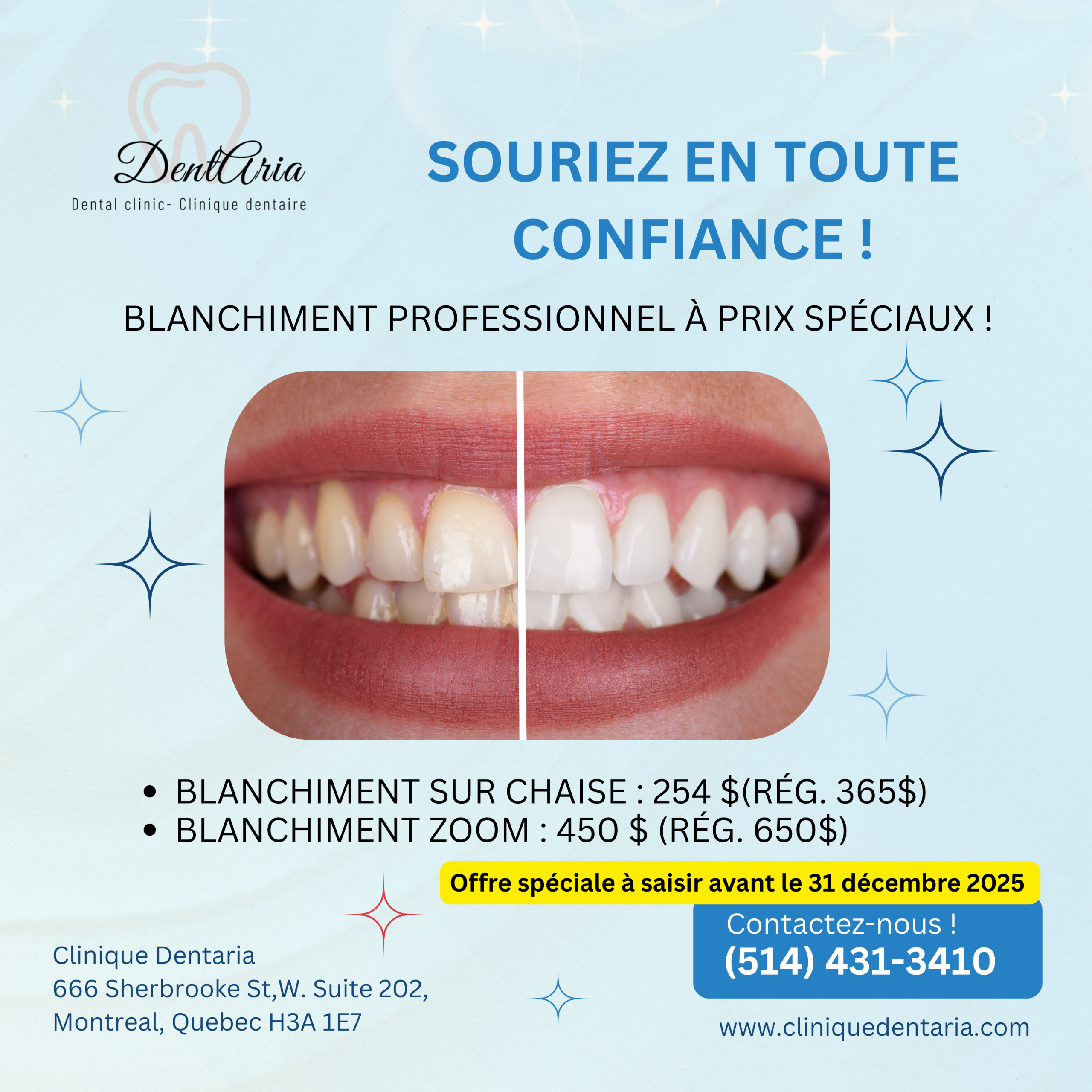 Clinique Dentaire DentAria à Montréal – Dentistes, soins dentaires complets et services de santé bucco-dentaire